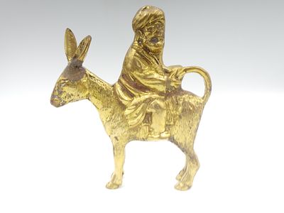 פיגורת ג'וחה ברונזה ג'וחה חובש תרבוש עם חמור אוחז בזנבו גובהה 16סמ
פסל של ג'וחה - הגאונות 