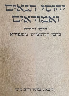 יחוסי תנאים ואמוראים. לרבי יהודה ברבי קלונימוס משפירא. מצב טוב.