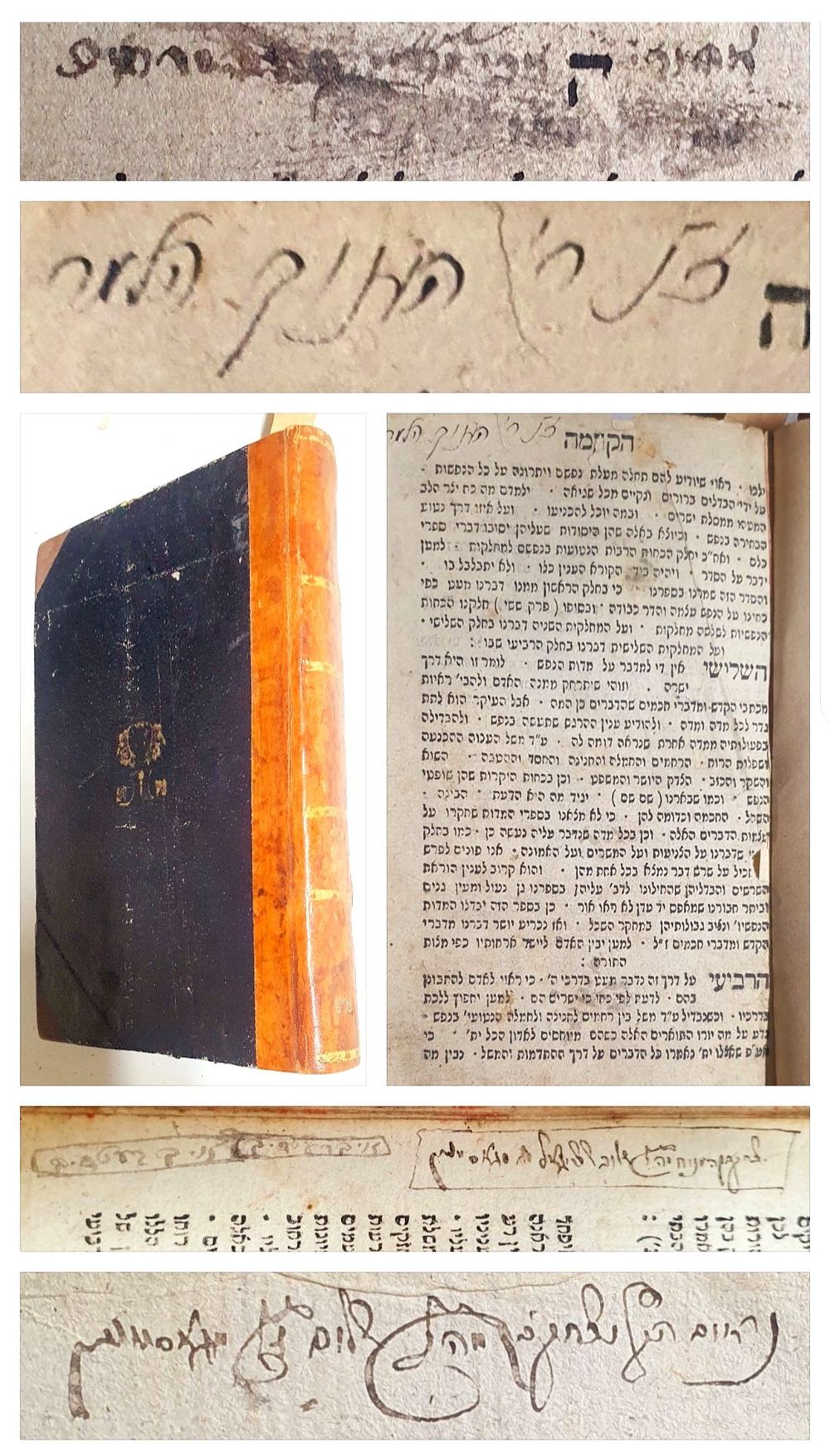 ספר מוסר - שנות הת"ק - חתימות רבות. חלקם רבניות. מצב טוב. כריכה עם שדרת עור מהודרת.