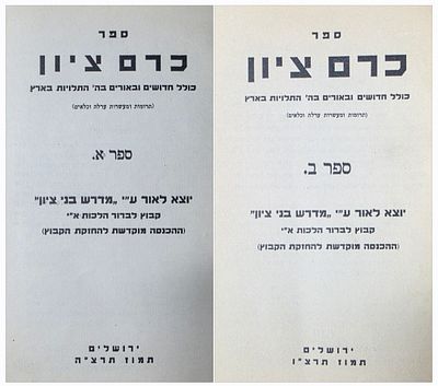 כרם ציון, 2 כרכים, ירושלים