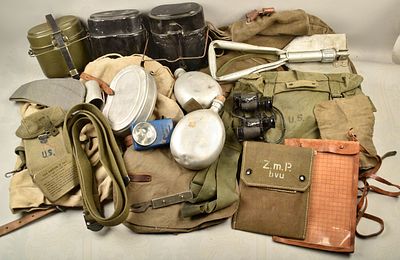 Grouping of German military equipment. Konvolut Ausr&uuml;stung, ges. 18 Teile 