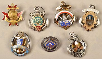 7 badges Polish Navy since 1989. 7 Abzeichen Polnische Kriegsmarine, Fertigungen ab 1989 