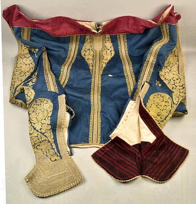 Turkish trousers about 1900 ?. Pluderhose f&uuml;r osmanische Paschas, etc., blaues Doleskintuch m. 