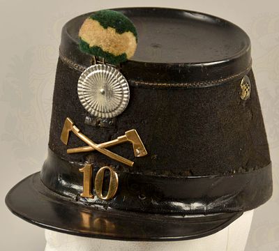 Swiss tschako 10th Engineering company about 1900. Tschako Schweiz Sappeurkompanie 10, Ordonnanz 