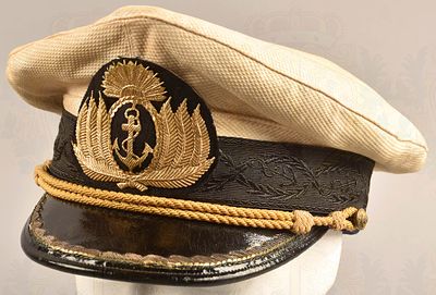 Visor cap for officers of the Argentinian Navy. Sommer-Schirmm&uuml;tze argentinische Marine# 