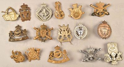 16 Belgian Army regiment badges/cap badges. 16 Regimentsabzeichen/M&uuml;tzenabzeichen Belgien, 2. 