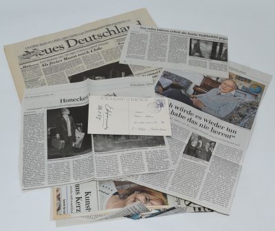 Erich Honecker, Unterschrift auf Ansichtskarte 29.8.1992 gel. JVA Moabit , dazu zahlreiche 