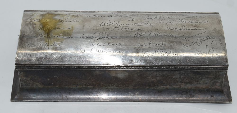 Officers Gift Romanian Army 1925. Offiziersgeschenk Rum&auml;nische Armee 1925, gro&szlig;e Schatulle 