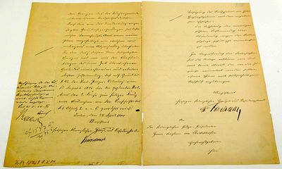 2 Autographs Berlin mayor 1889-1904. 2 Unterschriften Berliner Oberb&uuml;rgermeister 1889/1904, Max 