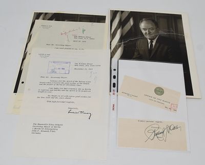 5 original signature American politicians Lucius D. Clay, Hubert H. Humphrey, Richard J. Delay. 5 