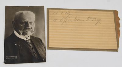 Autograph Field Marshal General Paul von Hindenburg. Generalfeldmarschall Paul von Hindenburg 