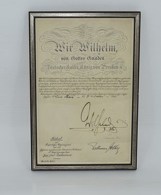 2 Autographs Wilhelm II. and Bethmann Hollweg, ink signature "Wilhelm I.R." and "Bethmann 
