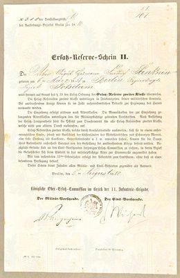 Autograph Prussian General von Wangenheim. Lieutenant General von Wangenheim, (1830-1885, Oskar 