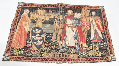 Kleiner Wand-Gobelin/Teppich K&ouml;nig Arthur. Small wall tapestry/rug King Arthur, modern colorful 