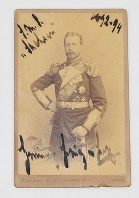 Autograph Admiral Price Heinrich von Preussen 1894. Heinrich Prince of Prussia, (1862-1929) 