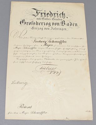 Autograph Friedrich I. von Baden 1866. Frederick I Grand Duke of Baden (1826-1907), ink original 