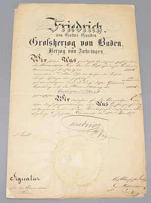 Autograph Friedrich I. Gro&szlig;herzog von Baden 1878. Frederick I Grand Duke of Baden (1826-1907) 
