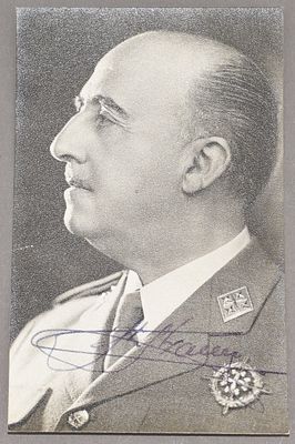 Autograph Francisco Franco. Francisco Franco (1892-1975), Spanish General and Head of State of 