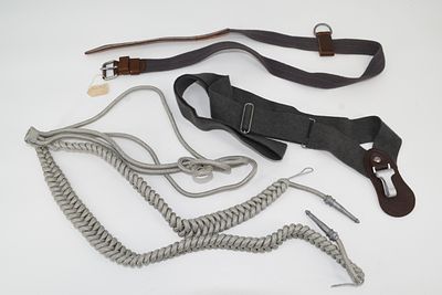 Wehrmacht Adjutants Cord and Saber Belt. Parade shoulder cord, 2 under-buckle straps, braid with 