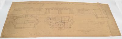 Constructionl plan drawing for public toilet in Berlin-Sch&ouml;neberg, 1925. Architectural drawing 