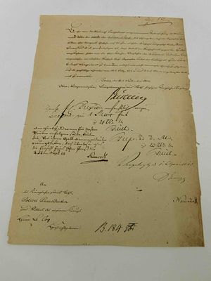 2 Autographs berlin mayor 1814 and 1828. B&uuml;sching, Johann Gottfried, (1761-1833), 1814-1832 Lord 