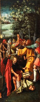 Artista tedesco, XVI secolo - Oil on panel cm. 62x26. Framed The painting is based, with 