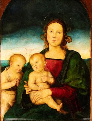Pietro Vannucci Il Perugino (Citt&agrave; della Pieve, 1446 - Fontignano, 1523) Follower of - Oil on 