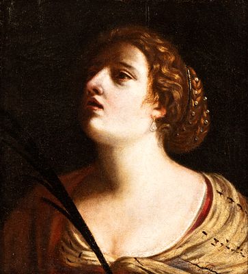 Artemisia Gentileschi (Roma, 1593 - Napoli, 1653) Circle of - Oil on canvas cm. 51x46. Framed 