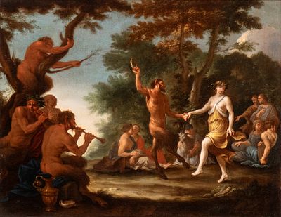 Filippo Lauri (Roma, 1623 - Roma, 1694) Sphere of - Oil on canvas cm. 36,5x46. Framed