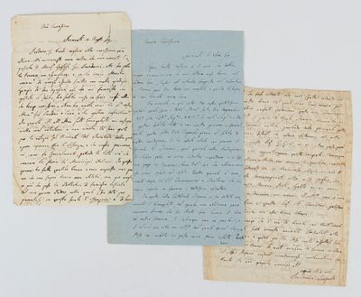 LEOPARDI Pier Francesco. Tre lettere, 1850 ca. Lotto di tre lettere indirizzate da Francesco 