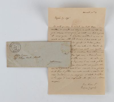 LEOPARDI Paolina. Lettera manoscritta, 1868. Lettera manoscritta di 2 pagine, contenuta in busta 