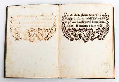 MANOSCRITTO Modo, che sogliono tenere li signori maestri di Camera dell’Emi. E R.mi Signori 