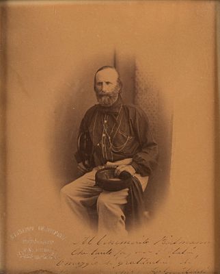 Giuseppe Garibaldi. Fotografia originale in albumina databile intorno al 1865 circa dello 