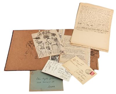 CAPOGROSSI a Virgilio Guzzi. Corrispondenza con lettera di Capogrossi, 2 cartoline indirizzate 