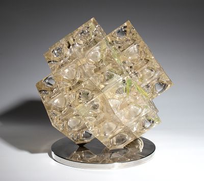 ALBANO POLI (1935 - 2024) - Altezza x diametro: 40 x 40 cm Consisting of 24 raw glass cubes with a 