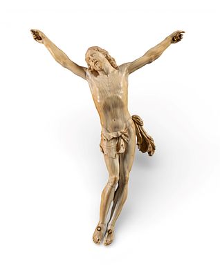 Pierre Simon Jaillot Circle of - Antique carved elephant ivory Baroque Corpus Christi (Loxodonta 