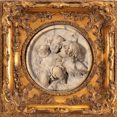 EDWARD WILLIAM WYON Sphere of - Height x width of frame: 29 x 29 cm. Diameter of marble: 18 cm.