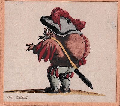 Gobbo, da Jacques Callot, anonimo artista del fine XVII secolo. Inchiostro nero, penna e 
