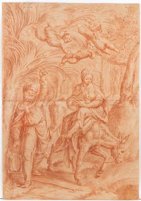 Artista fiorentino, XVII secolo - Red chalk on laid paper with watermark (fleur-de-lis within a 