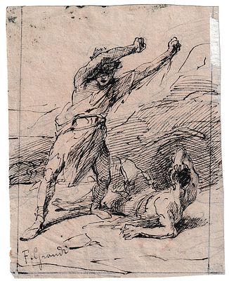 FRANCESCO GRANDI (Roma, 1831 - 1891) - Inchiostro bruno, penna e tracce di matita su cart, 117 x 