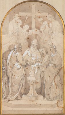 Alessandro Capalti (Roma, 1817 - 1868) - Matita, inchiostro bruno, acquerello e biacca su carta 