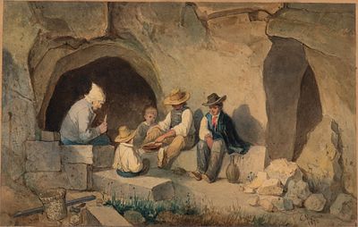 Giuseppe Moricci (Firenze, 1806 - Firenze, 1879) - Acquarello su carta non vergata, 223 x 360 mm. 