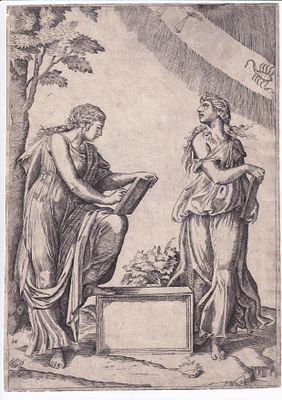Marcantonio Raimondi (1534) copia da - Bulino, 285 &times; 205 mm. Copia nella stessa direzione da 