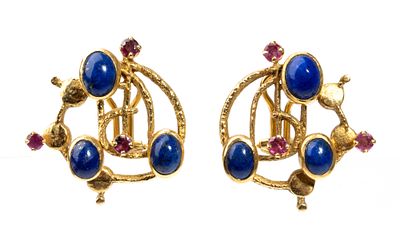 ALBERTO ZUCCHETTA &copy; (1938) - 18k yellow gold, with an interlaced design, set with rubies and 
