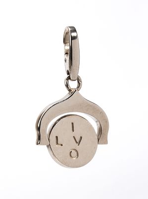 CARTIER - 18k white gold, with a central disc bearing letters engraved on both, front and back 