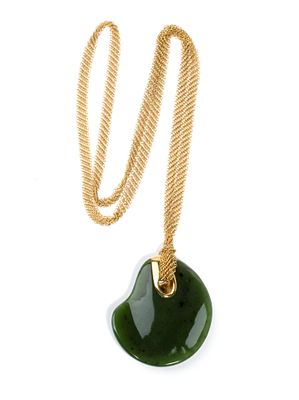 TIFFANY & CO.&reg; - 18k yellow gold mesh and nephrite pendant. Signed "TIFFANY &amp; Co. -PERETTI". 