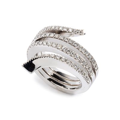 DAMIANI - In 18k white gold, snake-shaped, set with rows of round brilliant-cut diamonds totalling 