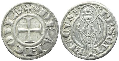 ANCONA. Repubblica (XIII-XIV secc.). Grosso agontano; Ag (2,33 g; 20,8 mm). DE ANCONA Croce 