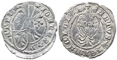 AQUILEIA. Giovanni di Moravia (1387-1394). Denaro; Ag (0,95 g; 18,8 mm). IOANES P - ATRIA Stemma 