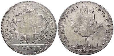 BOLOGNA. Governo Popolare (1796-1797). Mezzo Scudo 1797; Ag (14,52 g; 33,8 mm). POPVLVS ET 